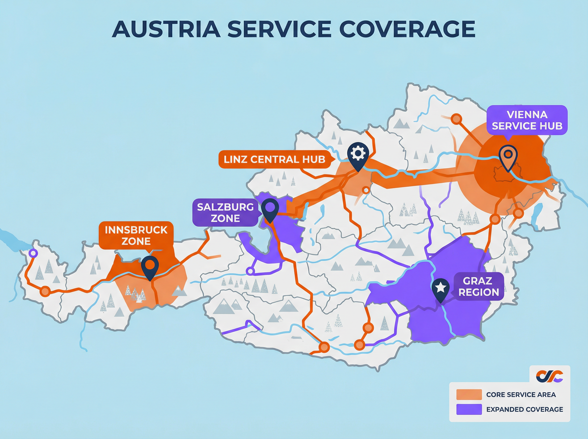 Servicegebiet Oesterreich